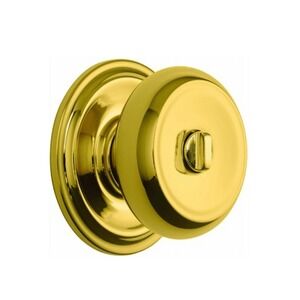 Brinks Stafford‎ Style Polished Brass Interior Locking Push Pull Rotate Knob